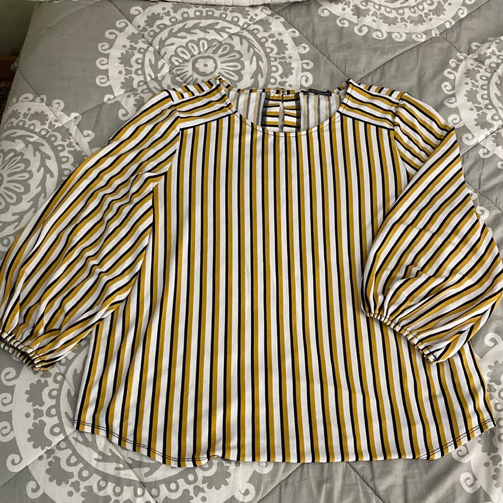 Adrianna Papell Striped Blouse Size L